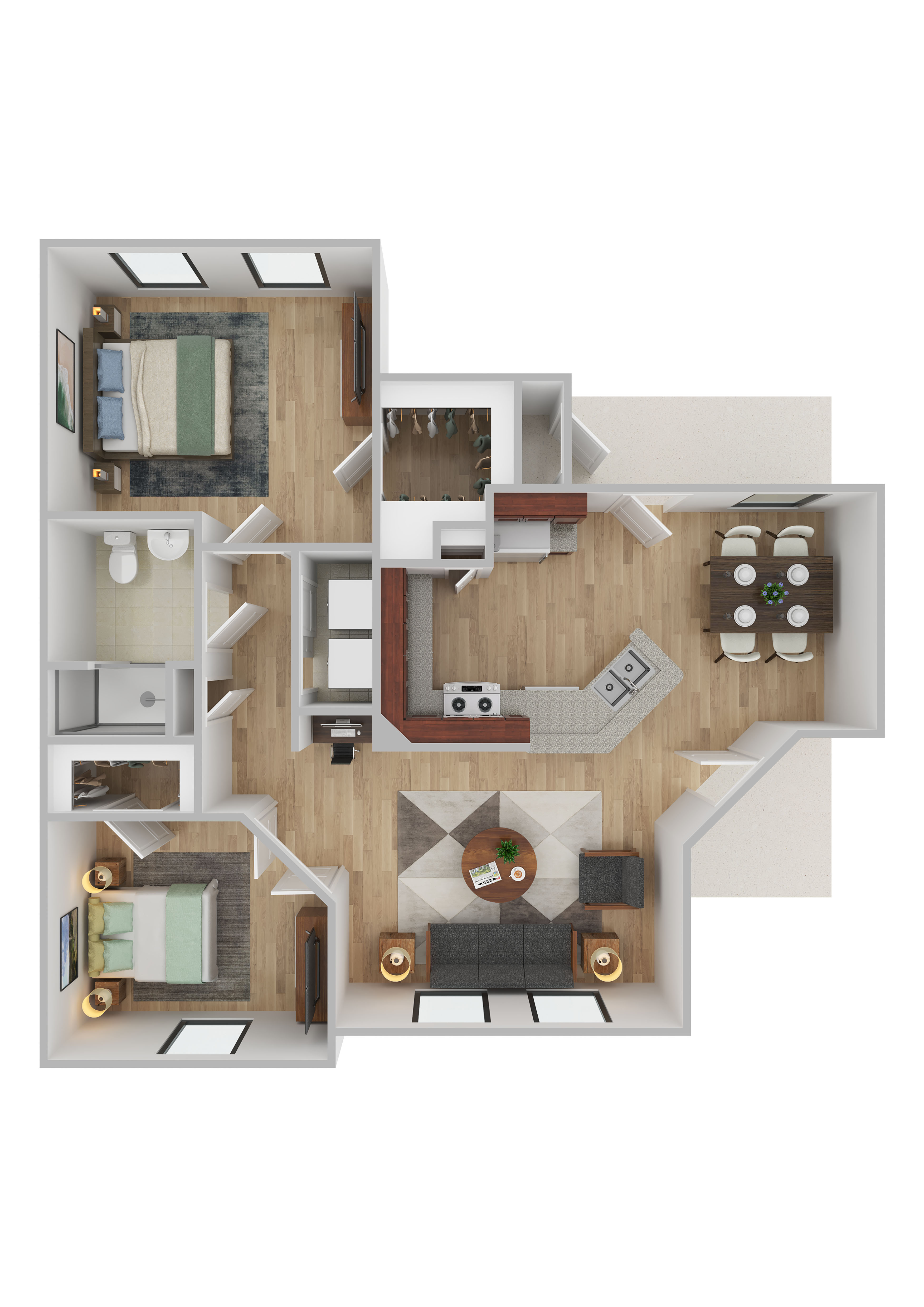 Floor plan for 2 beds, 1 bath, 820 sqft